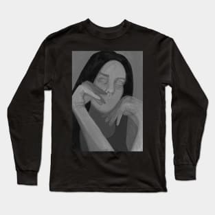 Black and white girl portrait Long Sleeve T-Shirt